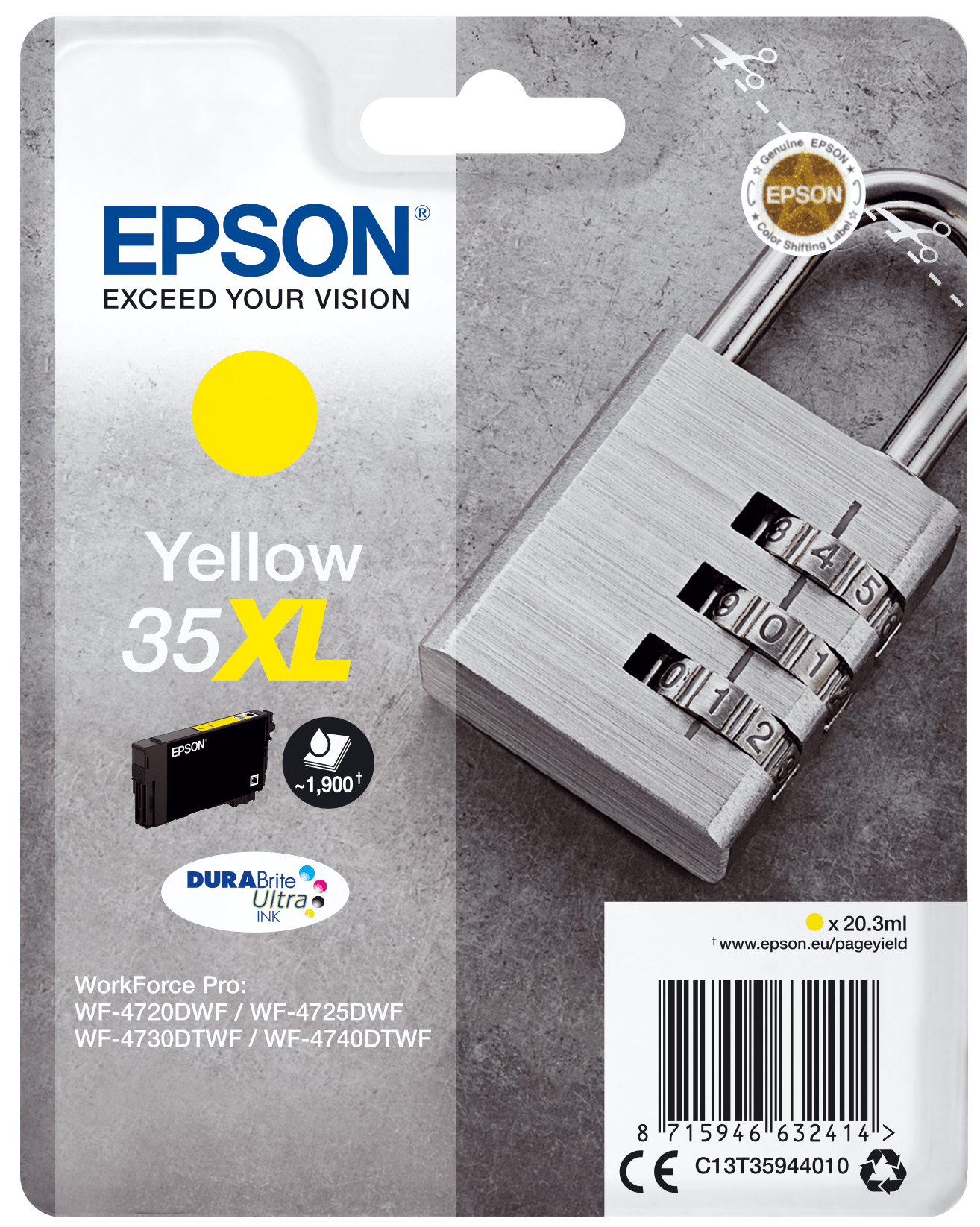 Epson 35 Tinte Vorhängeschloss Sinlge, XL, gelb