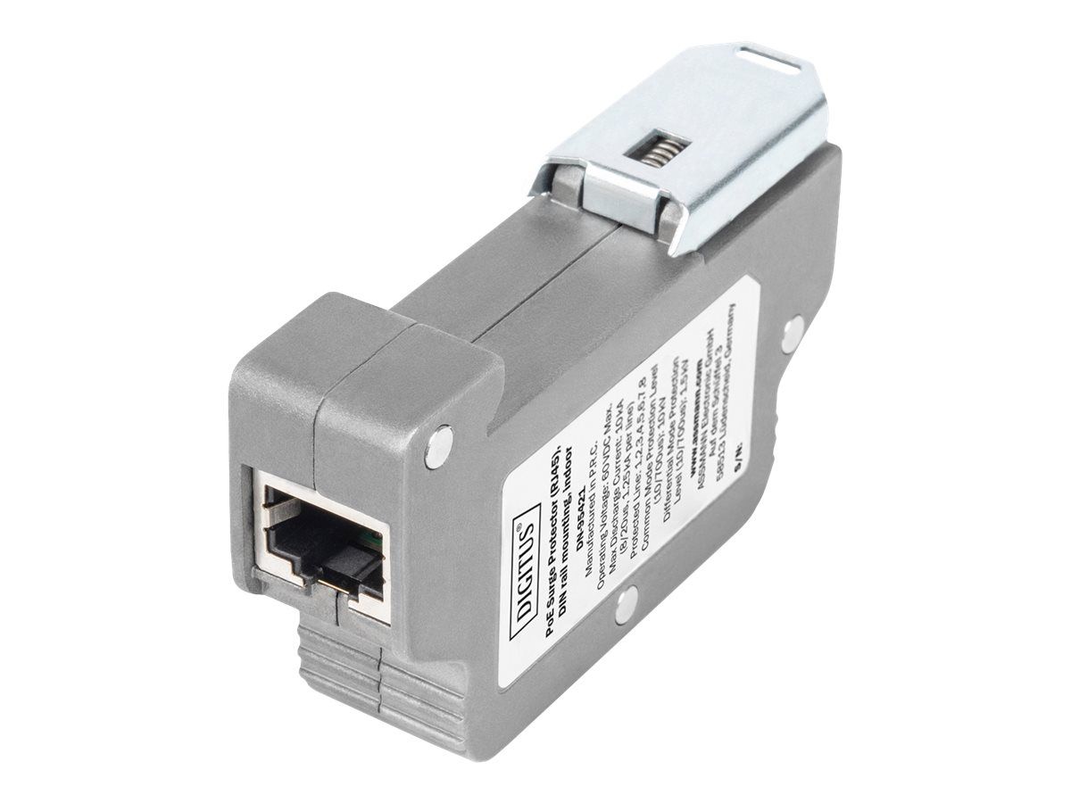 DIGITUS PoE Überspannungsschutz (RJ45), DIN-Schienenmontage, Indoor