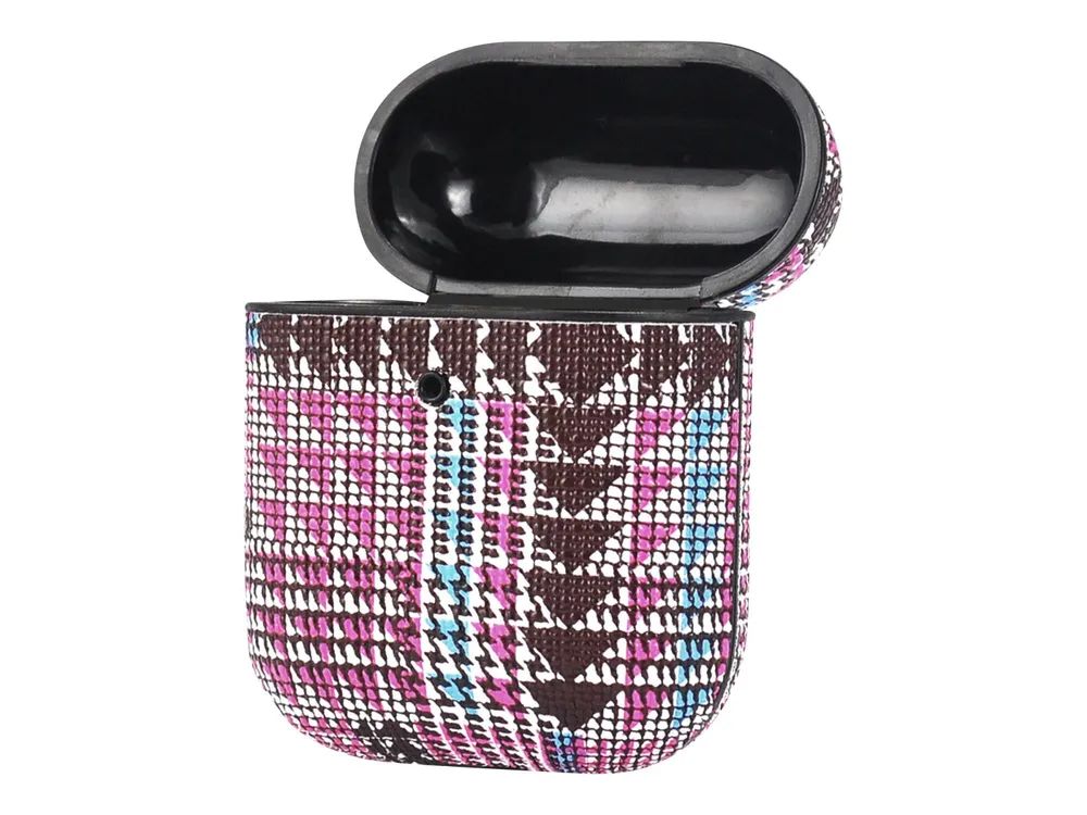 TerraTec Air Box - Tasche für Kopfhöhrer - Polycarbonat - Tartan Pink - für Apple AirPods (1. Generation, 2. Generation)