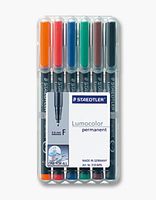 STAEDTLER Lumocolor 318 - Marker - permanent - verschiedene Farben - 0.6 mm - fein (Packung mit 6)