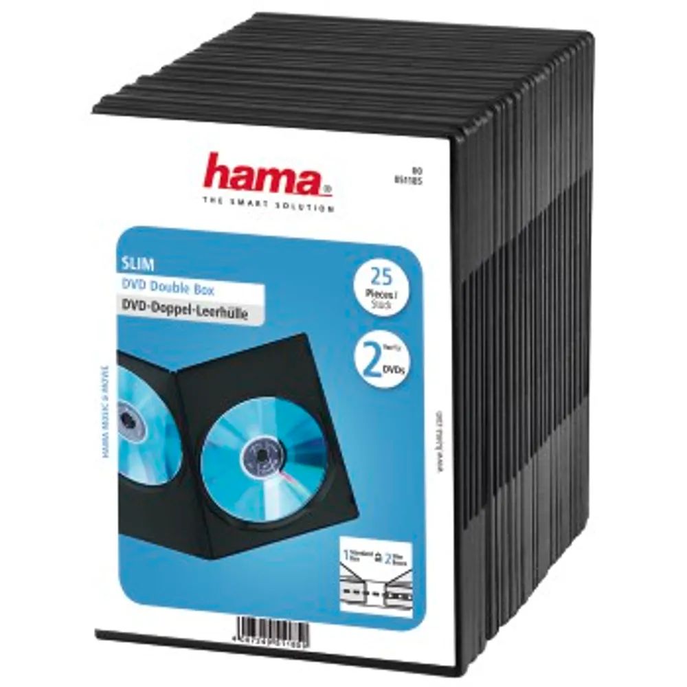 Hama DVD-Doppel-Leerhülle Slim, 25er-Pack, Schwarz