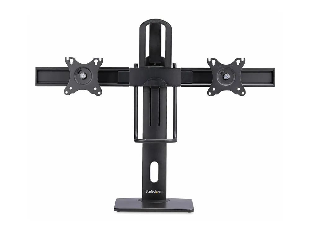 StarTech.com Crossbar Dual Monitor Desk Stand, Double 27inch Screens/VESA - Aufstellung - für 2 Monitore - Kunststoff, Aluminium, Stahl - Schwarz - Bildschirmgröße: 43.2-68.6 cm (17"-27")