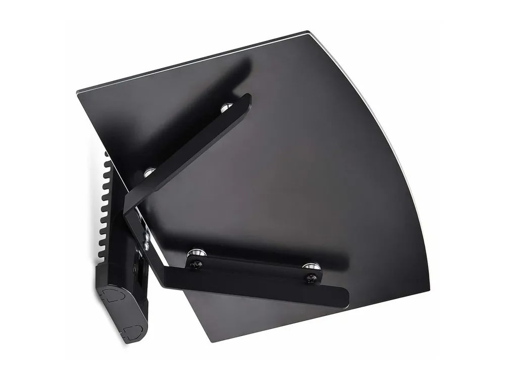 StarTech.com Floating Wall-Mounted AV Shelf, Adjustable Height Shelf For Under TV, Organize A/V Equipment On Black Tempered Glass Shelf
