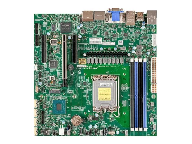 Supermicro X13SAZ-F - Motherboard - micro ATX - LGA1700-Sockel - R680E Chipsatz - USB 3.2 Gen 1, USB 3.2 Gen 2 - 2 x 2.5 Gigabit LAN - Onboard-Grafik (CPU erforderlich)
