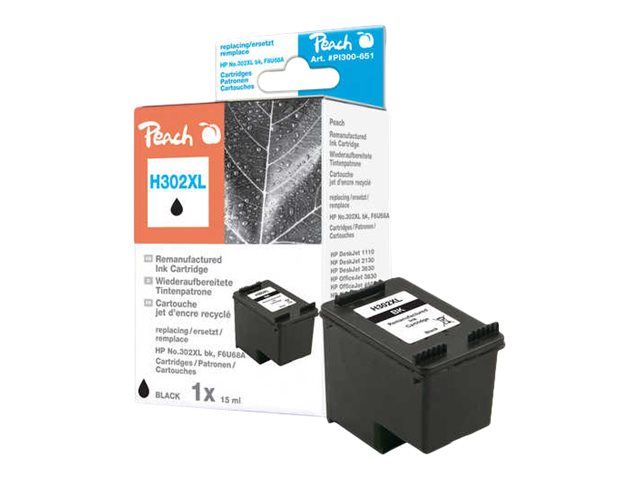Peach 15 ml - Schwarz - kompatibel - Tintenpatrone (Alternative zu: HP 302XL)