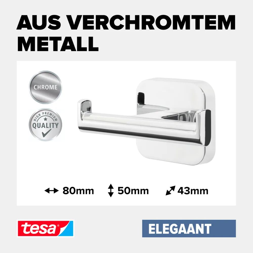 tesa® ELEGAANT Bademantelhaken, verchromt