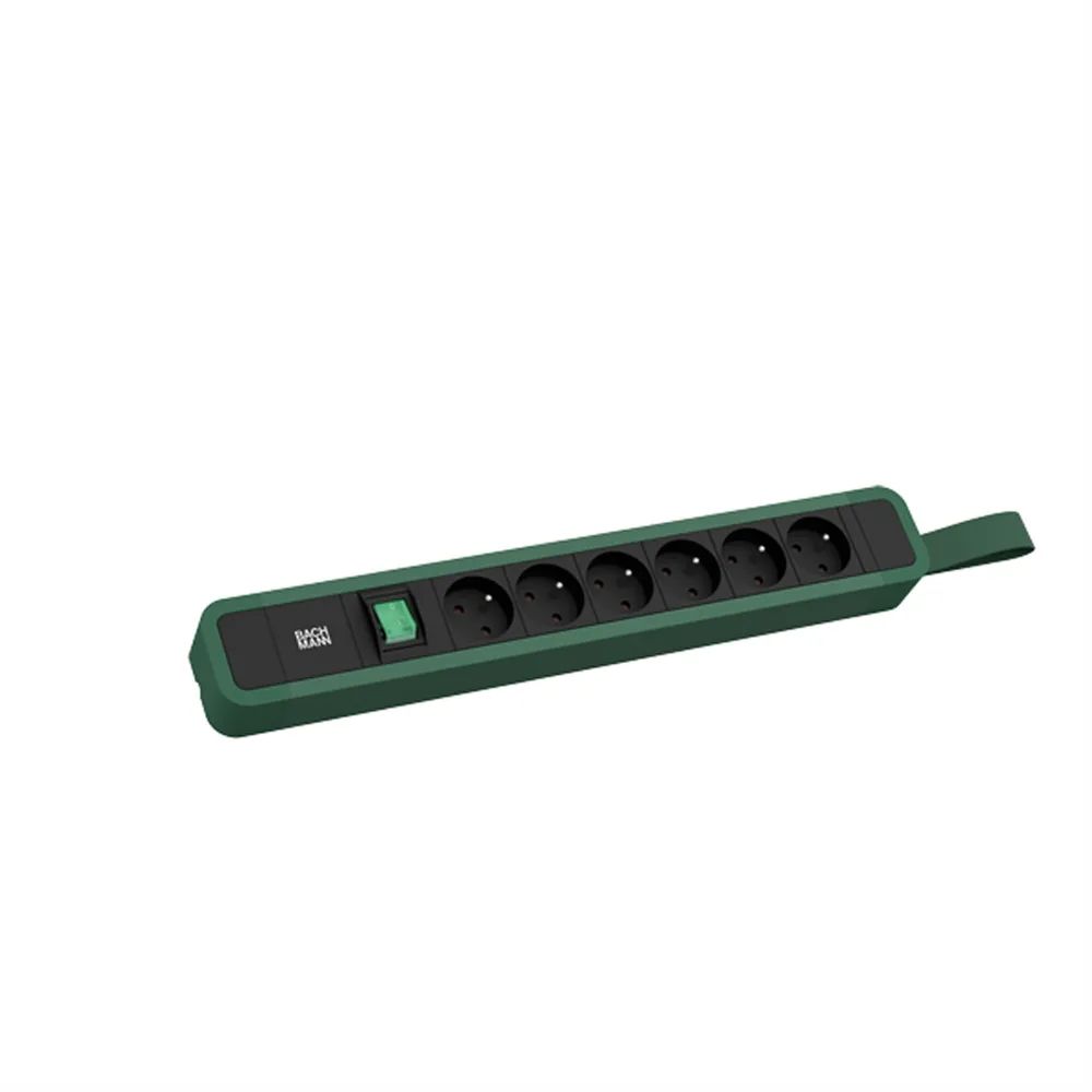 BACHMANN PRIMO 2 6xUTE 1xSchalter mit Schlaufe 2,0m CEE7/7 RAL6028