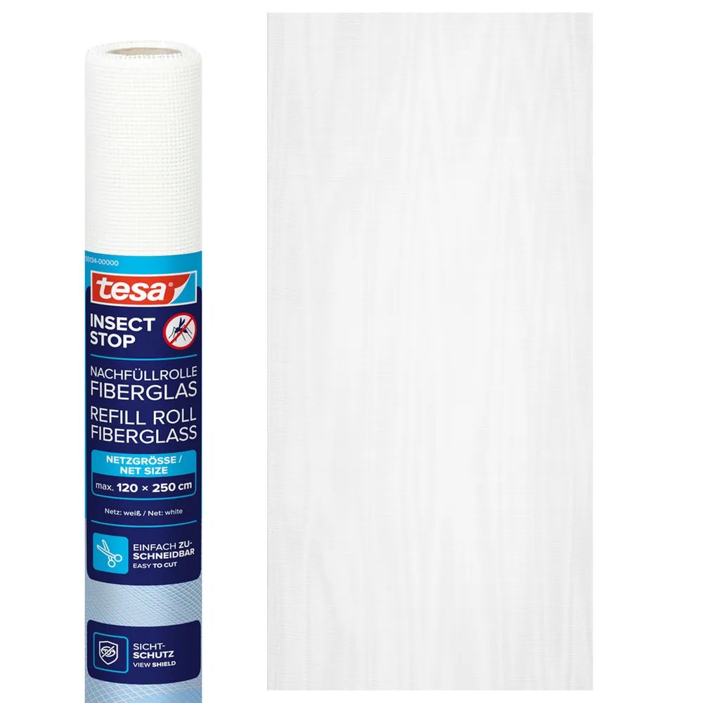 t﻿esa® Ersatz-Fliegengitter Fiberglas, weiß – 1,20 x 2,50 m