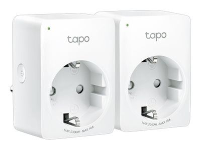 TP-LINK Tapo P100 V2 - Smart-Stecker - mini - kabellos - 802.11b/g/n, Bluetooth 4.2 - 2.4 Ghz (Packung mit 2)