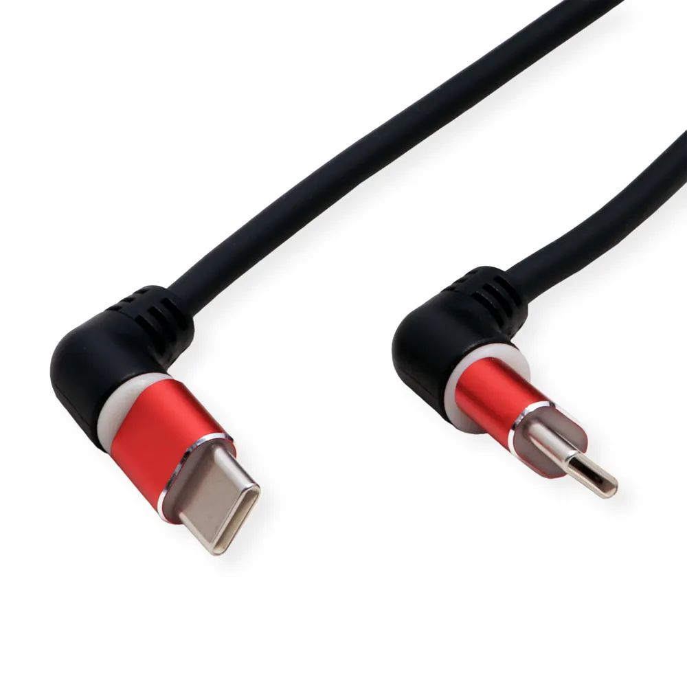 ROLINE USB 2.0 Kabel, Typ-C - Typ-C, ST/ST, 360° Rotation, schwarz / rot, 1 m