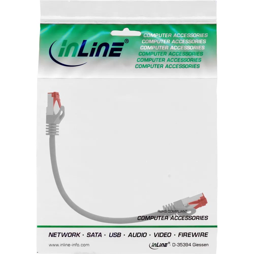 InLine Patchkabel - S/FTP (PiMf) - Cat.6 - halogenfrei - Kupfer - grau - 0,25m