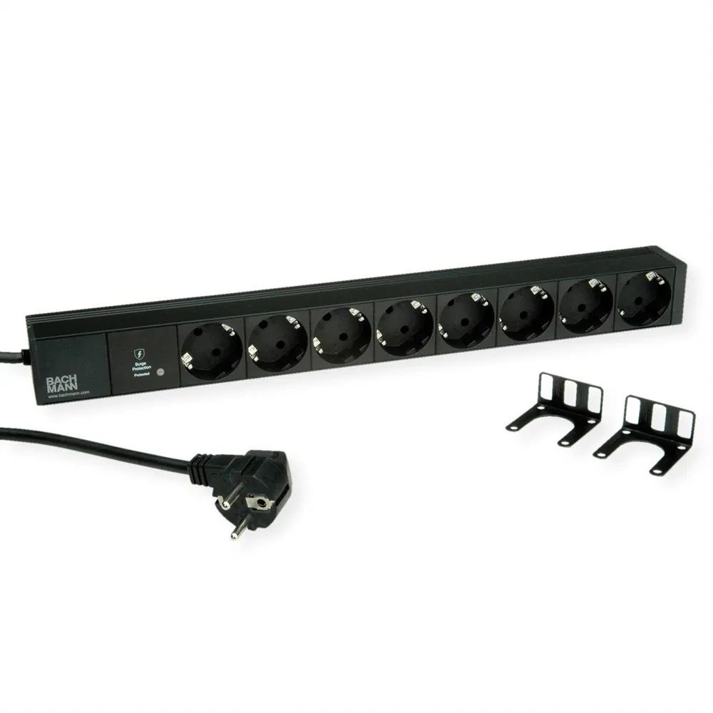BACHMANN 19" 1HE 8xCEE7/3 sw 1xSPD-Plus 2,0m CEE7/7