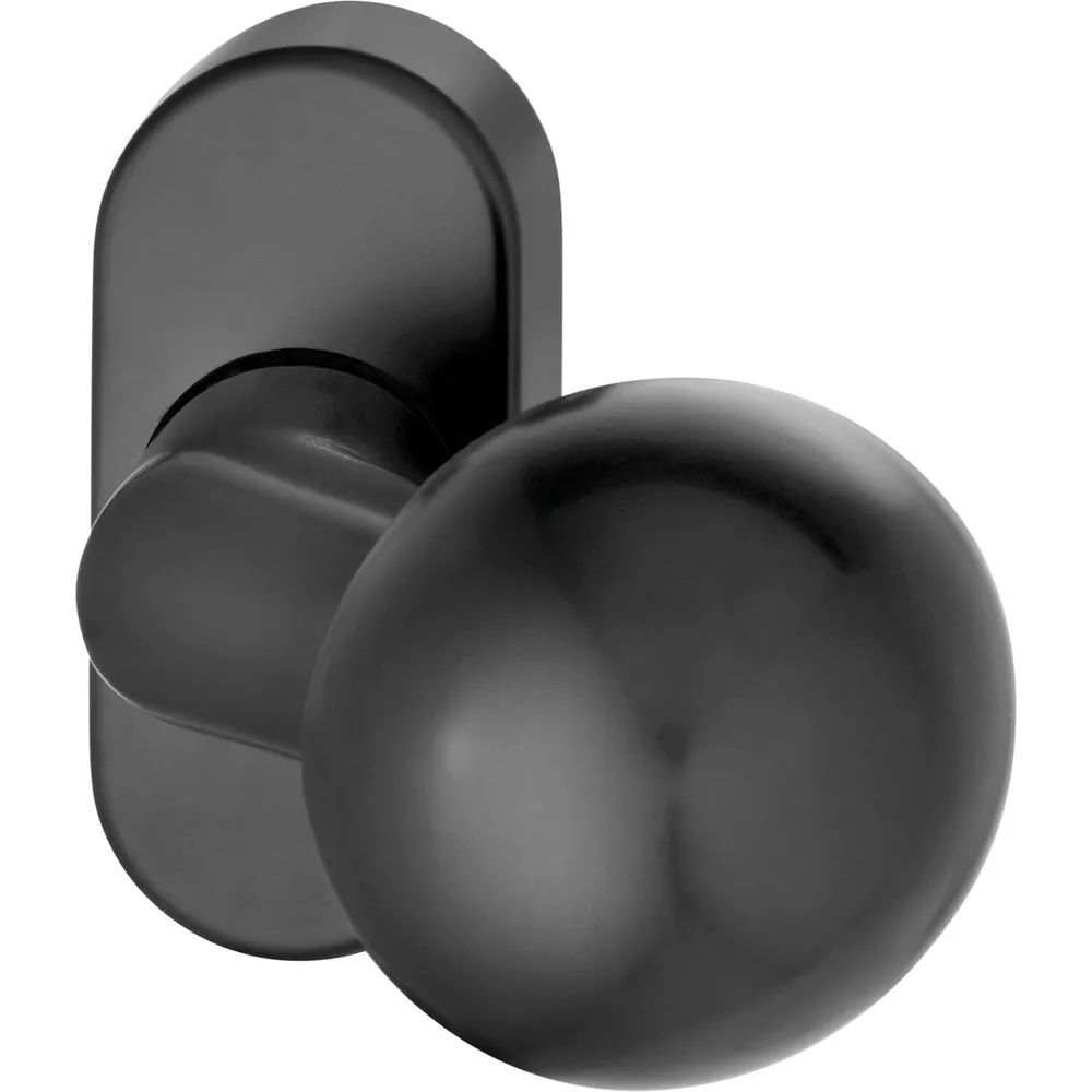 FSB Türknopf 07 0846 auf Rosette, Gewinde M12, Aluminium schwarz matt