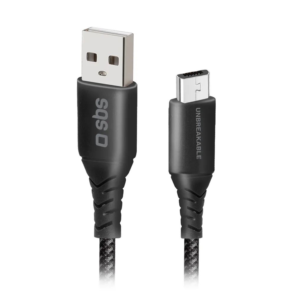 SBS Daten- u. Ladekabel aus Aramidfaser, USB-A  Micro-USB, 1m