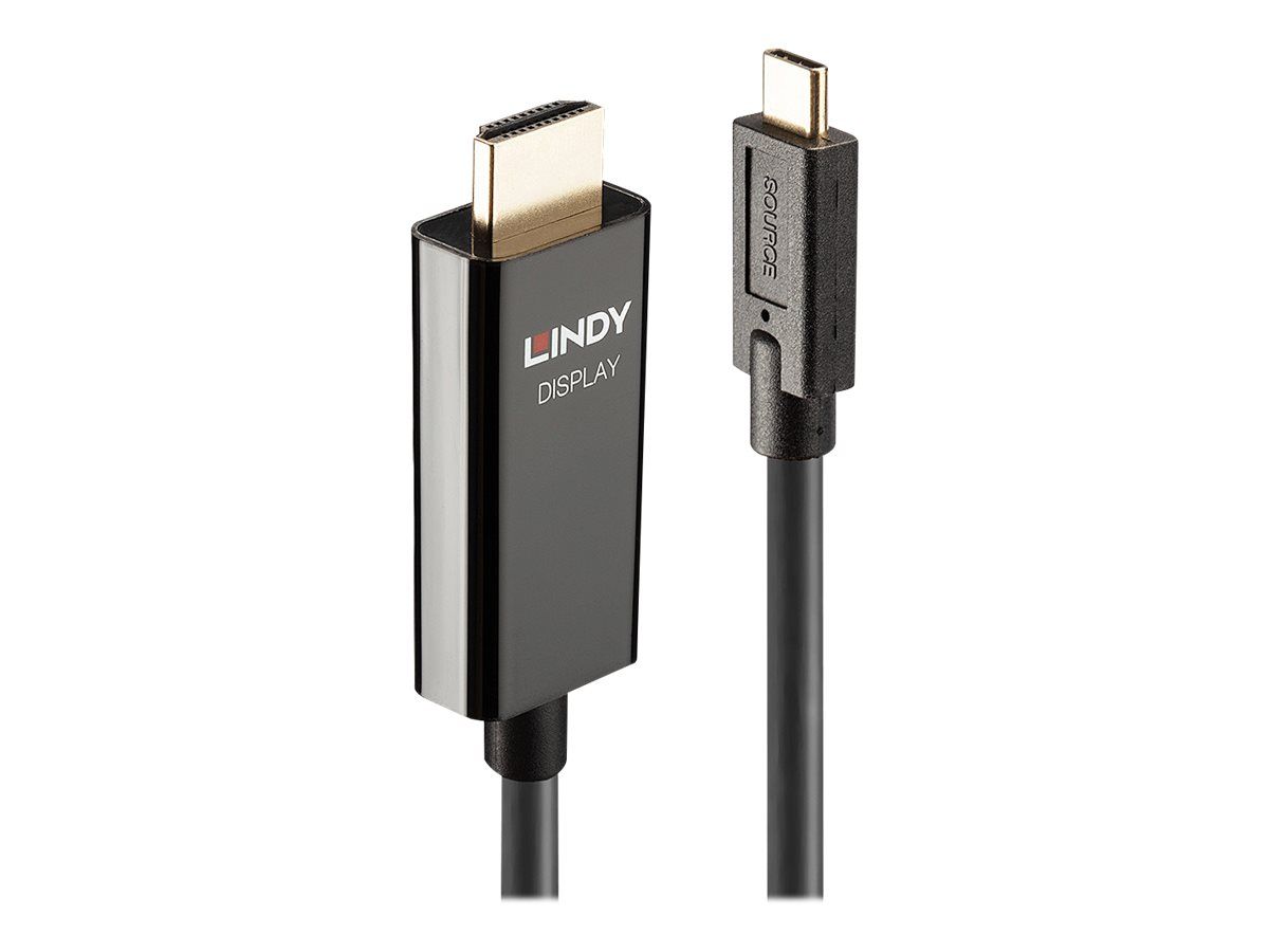 Lindy Adapterkabel - USB-C männlich zu HDMI männlich - 10 m - abgeschirmt - Schwarz - rund, aktiver Chip, unterstützt 4K 60 Hz (4096 x 2160)