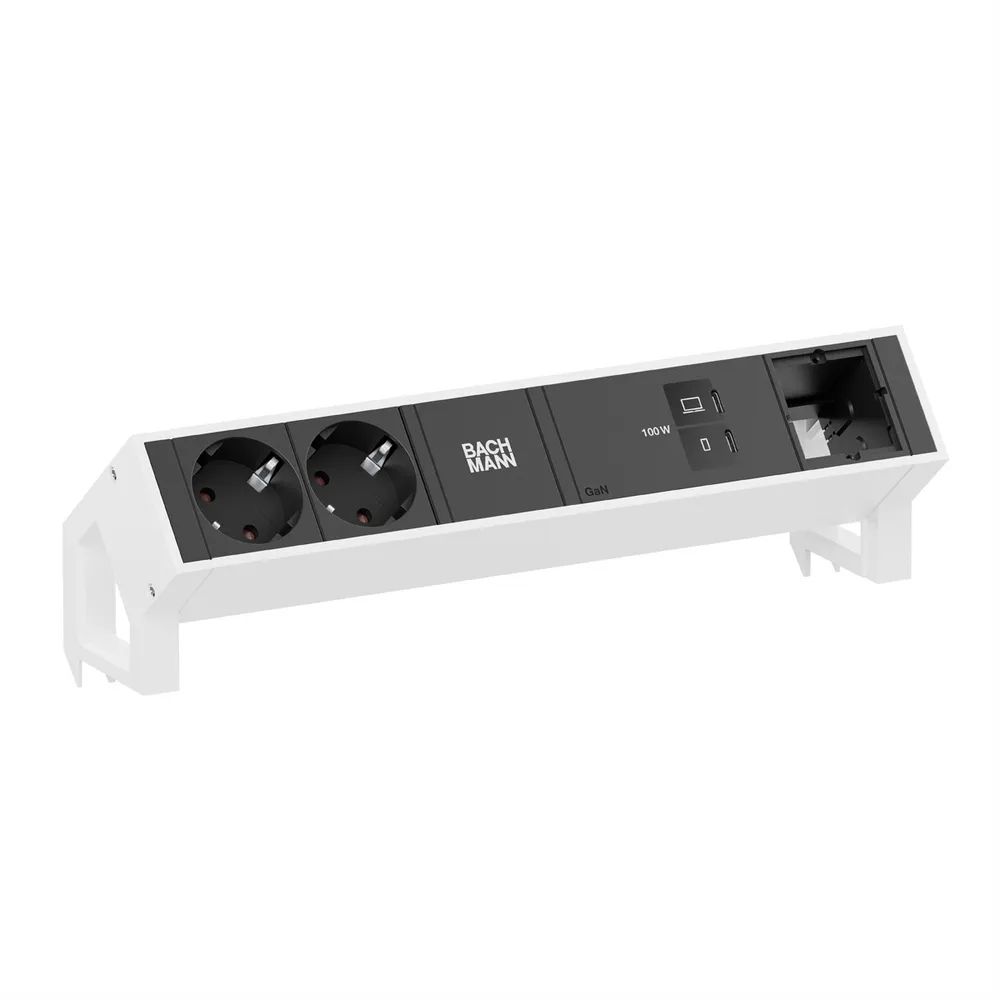 BACHMANN DESK2 2xCEE7/3 1xUSB C/C 100W, 1xCM L=0,2m RAL9010