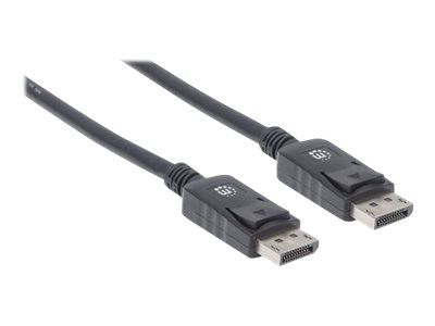 Manhattan DisplayPort 1.2 Cable, 4K@60hz, 1m, Male to Male, With Latches, Fully Shielded, Black, Lifetime Warranty, Polybag - DisplayPort-Kabel - DisplayPort (M)