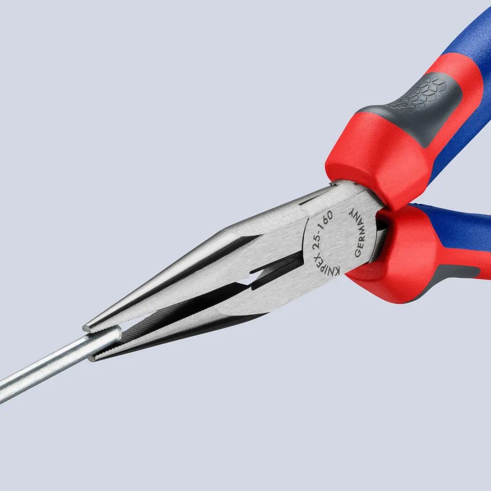 KNIPEX Flachrundzange mit Schneide (Radiozange) mit Comfort-Griffen schwarz atramentiert 160 mm
