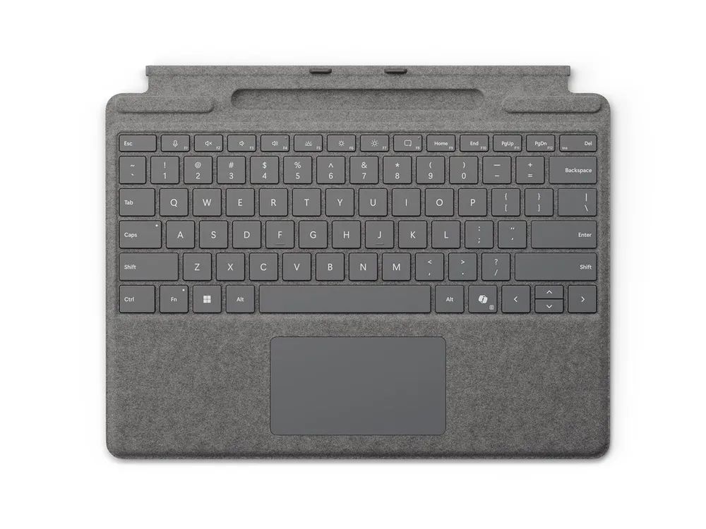 Microsoft Surface Pro Keyboard - Tastatur - mit Trackpad, Beschleunigungsmesser, Surface Slim Pen 2 Ablage- und Ladeschale - QWERTY - International Englisch - Platin - für Microsoft Surface Pro 8, Pro 8 for Business, Pro 9, Pro 9 for Business, Pro 10