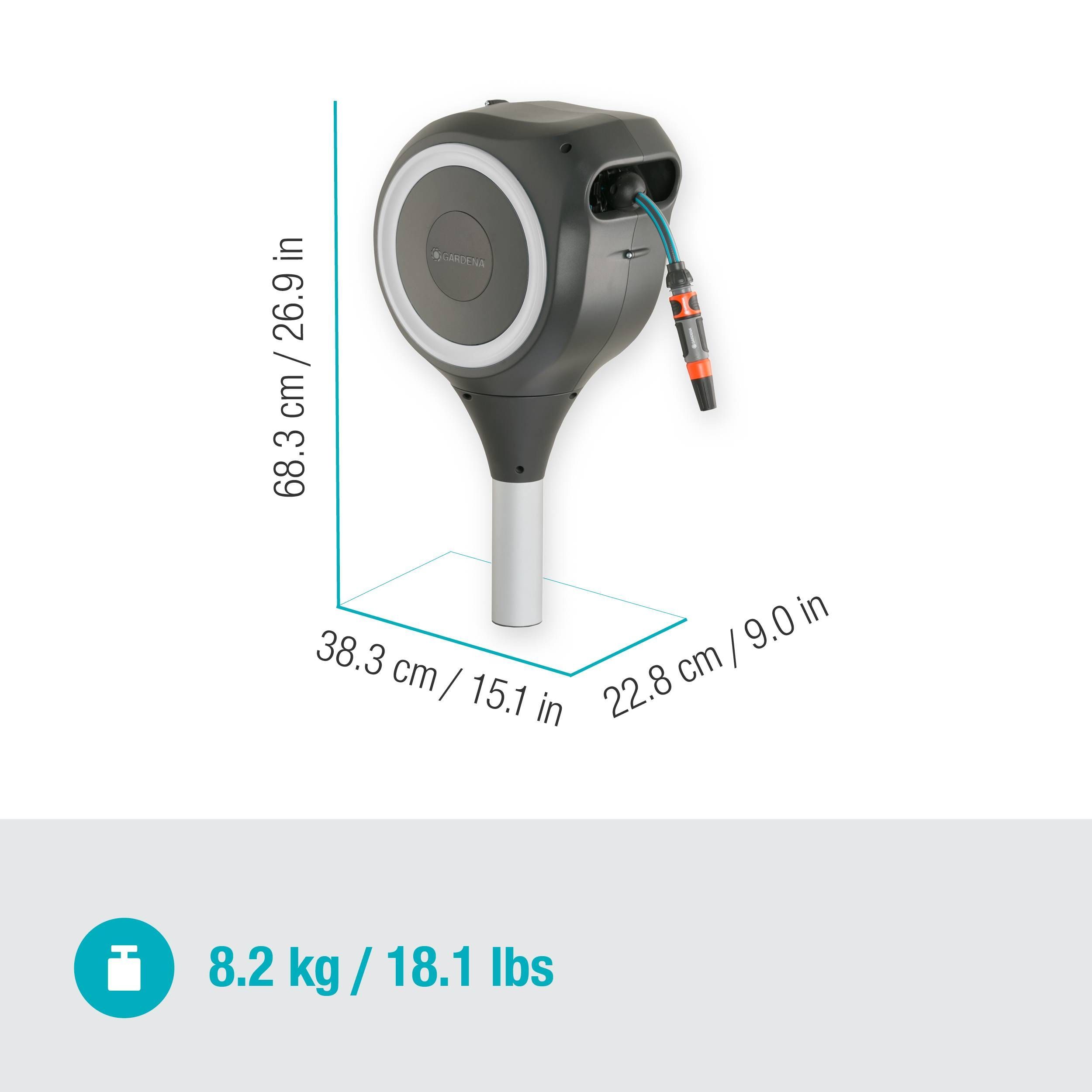 Gardena Garten-Schlauchbox RollUp S, 15 m, weiß