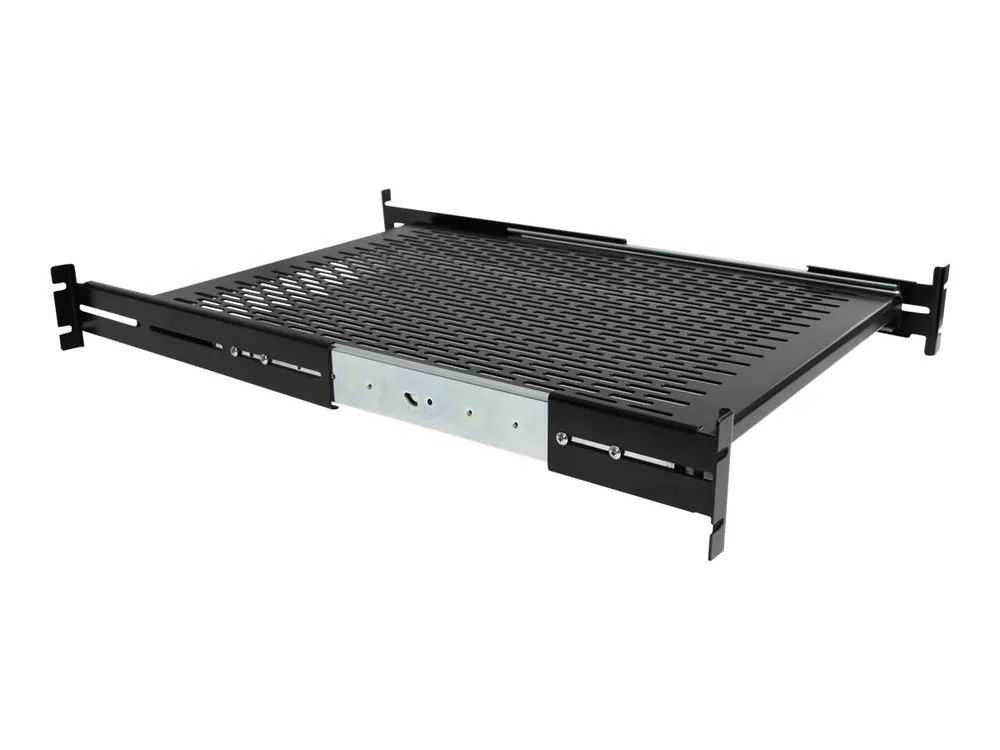 StarTech.com 2HE ausziehbarer Rack-Fachboden belüftet - 22.7kg - 19 Serverschrank Rack-Shelf - Schwarz - Rack - Regal - 1U - 48.3 cm (19")