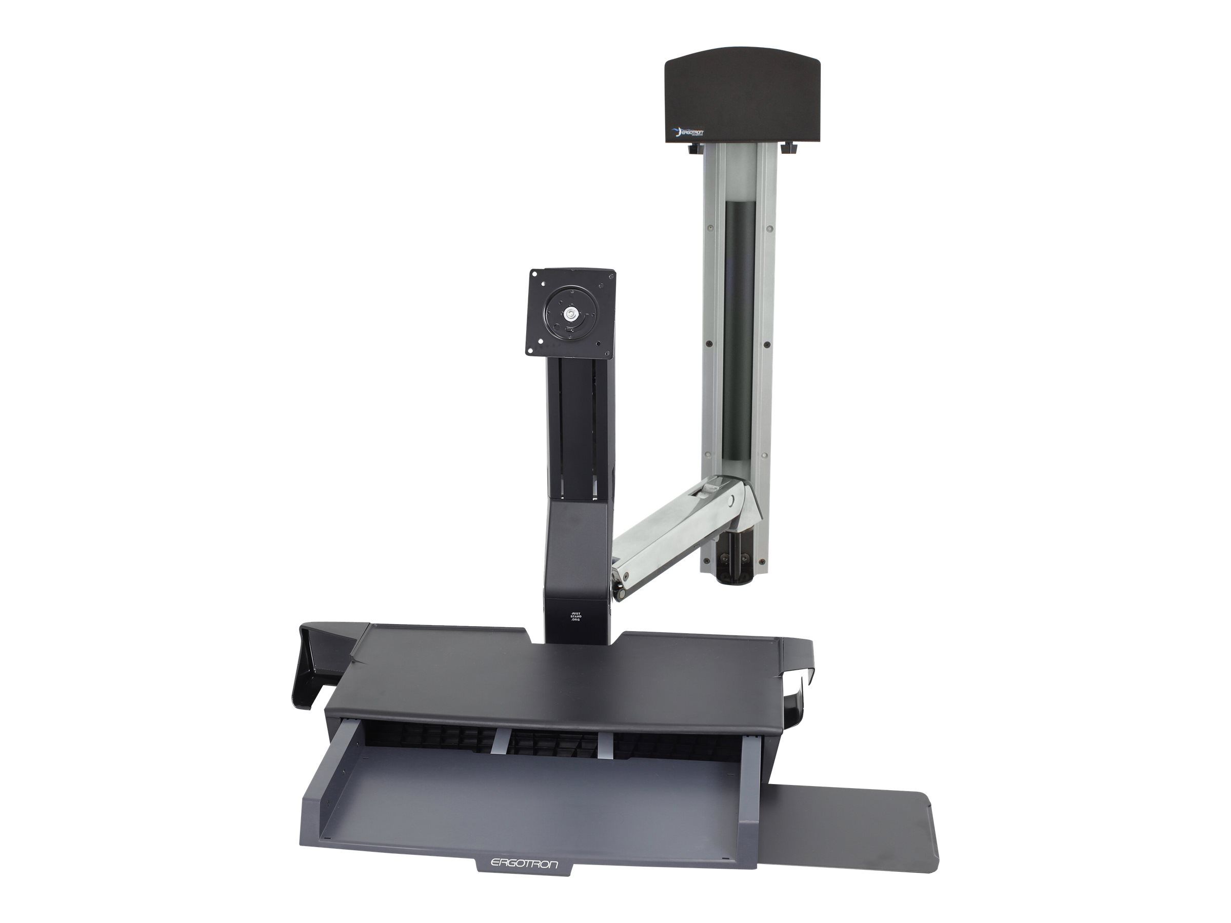 Ergotron Sit-Stand Combo System with Worksurface and Small CPU Holder - Befestigungskit (Griff, CPU-Halter, 2 Schienenabdeckungen, 2 Kabelkanäle, Handgelenkkissen, Display-Halterung, Tastatur-Tablett, CPU Wandhalterung, Mausablage zum Herausziehen, V