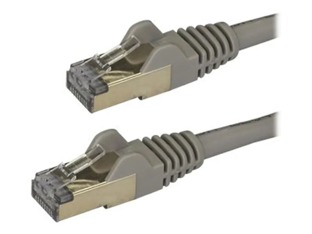 StarTech.com 50cm CAT6A Ethernet Cable, 10 Gigabit Shielded Snagless RJ45 100W PoE Patch Cord, CAT 6A 10GbE STP Network Cable w/Strain Relief, Grey, Fluke Tested/UL Certified Wiring/TIA - Category 6A - 26AWG (6ASPAT50CMGR)