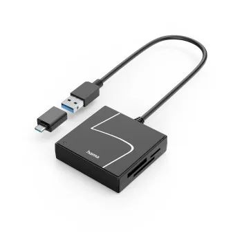 Hama USB-Kartenleser, USB-A, mit USB-C-Adapter, USB 3.2 Gen1, SD/micro SD/CF/MS