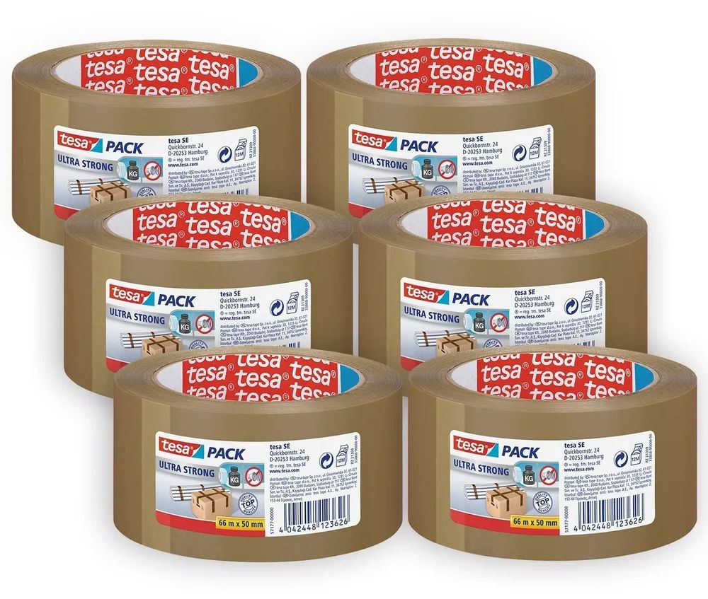 tesapack® Ultra Strong Braun 66m x 50mm, 6er-Pack, extra reißfest