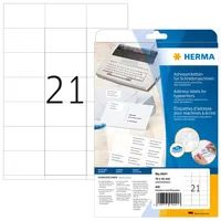 HERMA Adressetiketten für Schreibmaschinen A4 70x42 mm Papier matt Ecken spitz 420 St. - Weiß - Papier - Matte - 7 cm - 4,2 cm - 20 Blätter
