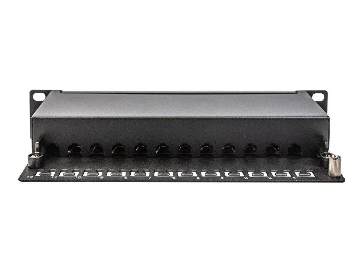 DIGITUS CAT 6A Patch Panel, geschirmt, 12-Port, 1HE, 10", schwarz
