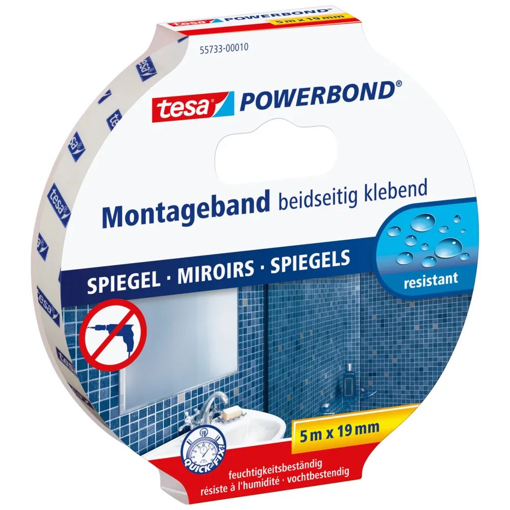 Tesa Powerbond Mirror - Doppelseitiges Klebeband