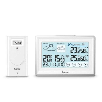 Hama Wetterstation "Bahamas", mit Außensensor, Funk, Wecker, Raumklima, Weiß