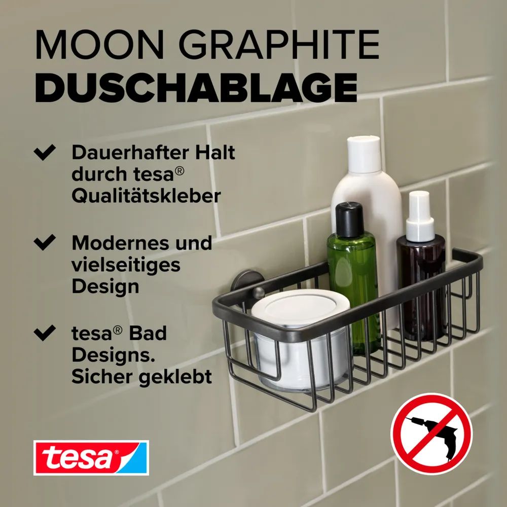 tesa® MOON Duschkorb, Graphite, Badaccessoire