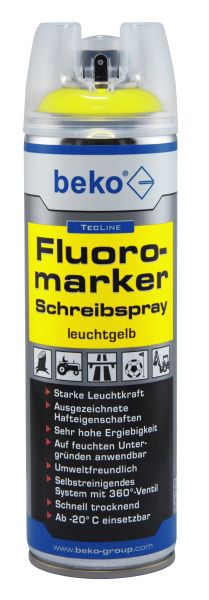 BEKO TecLine Fluoromarker Schreibspray 500 ml leuchtgelb