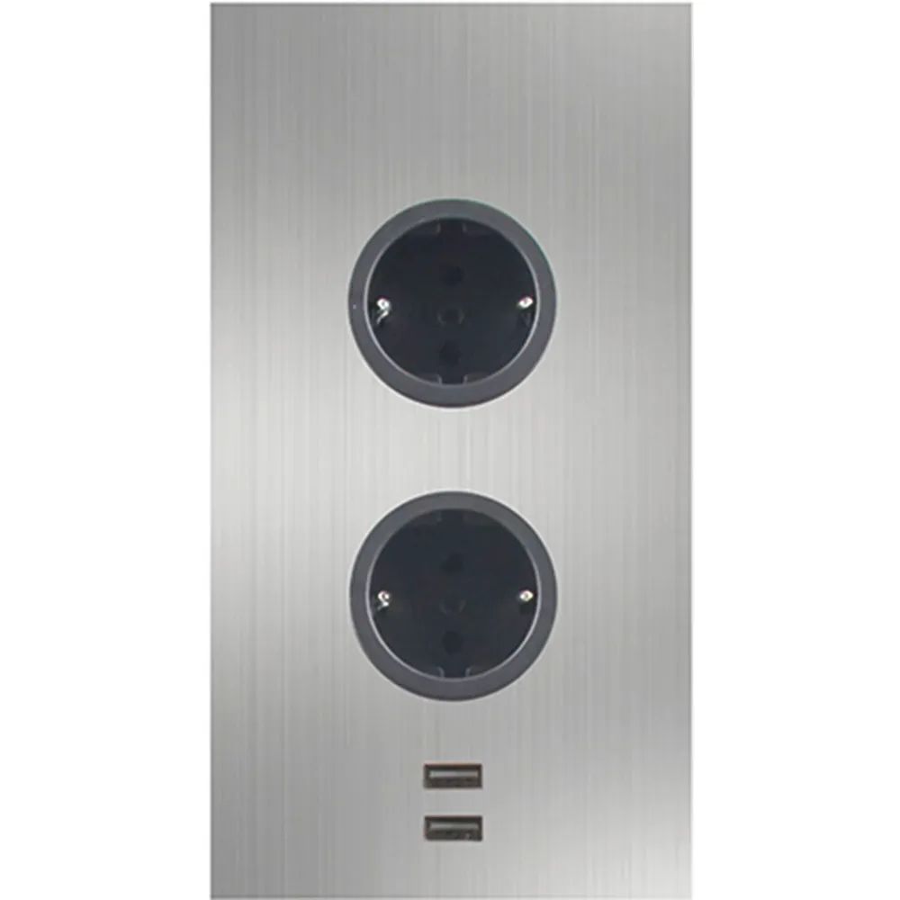CARESSI Steckdosenelement 2ST20 2 Schukosteckdosen, 2 Stk. USB, Edelstahl