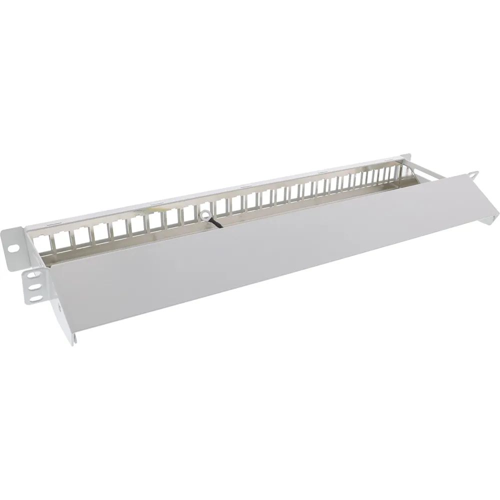 InLine Patchfeld 24-fach - Keystone Leerblech Patchpanel mit Auszug - 19" - 1HE