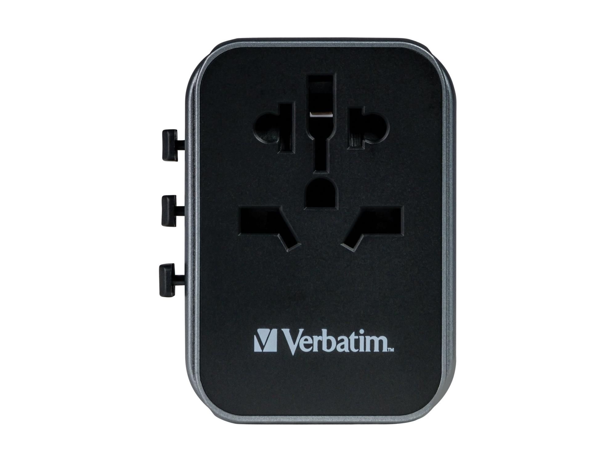 Verbatim Universal Travel Adapter with 1 x USB-C PD 30W & QC 3.0 2 2