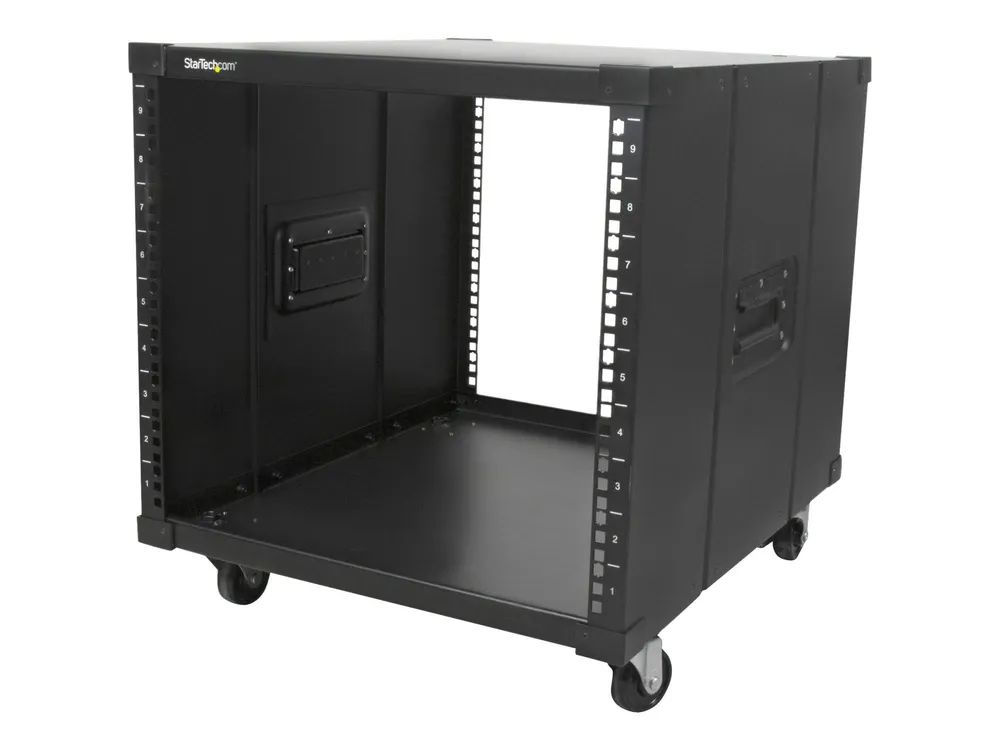 StarTech.com Startech Mobiles Server Rack mit Griffen - rollbarer Serverschrank / Netzwerschrank - 9HE - Schrank - Schwarz - 9U - 58.4 cm (23")
