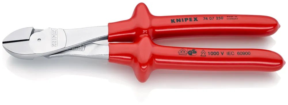 KNIPEX Kraft-Seitenschneider tauchisoliert, VDE-geprüft verchromt 250 mm