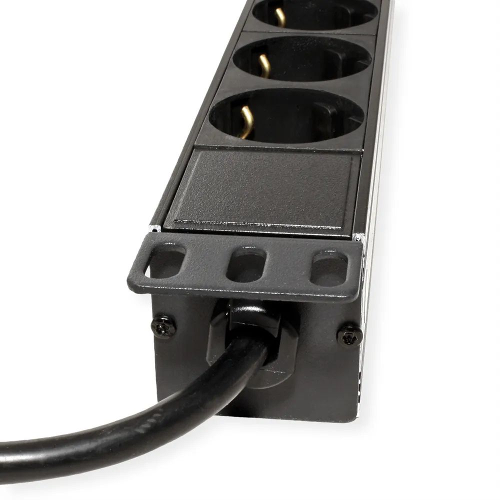 VALUE 19-Zoll-Steckdosenleiste 8fach, 1 HE, Schutzkontakt-Stecker, 1,8 m