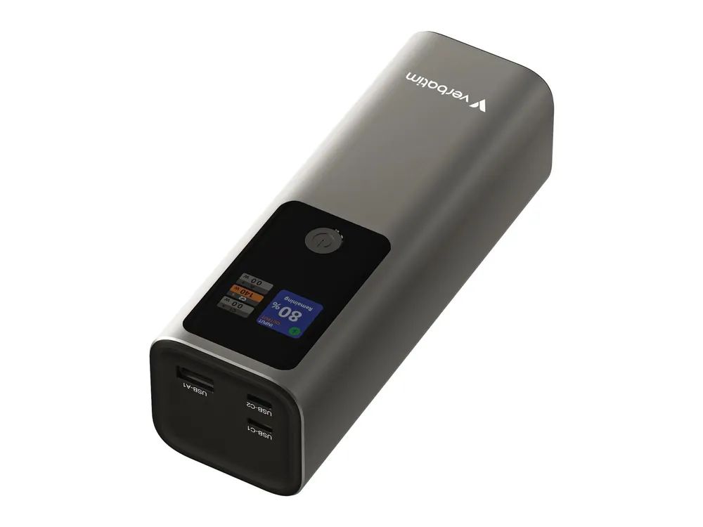 Verbatim Charge 'n' Go - Induktive Power Bank - Magnethalterung - 27000 mAh - 65 Watt - Fast Charge - 3 Ausgabeanschlussstellen (24 pin USB-C)
