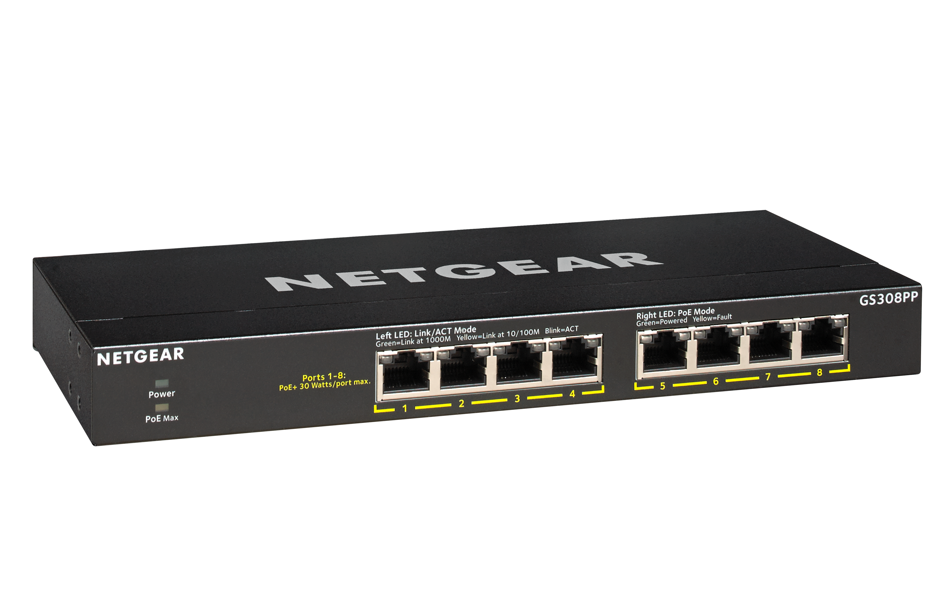 Netgear GS308PP - Switch - unmanaged - 8 x 10/100/1000 (PoE+)