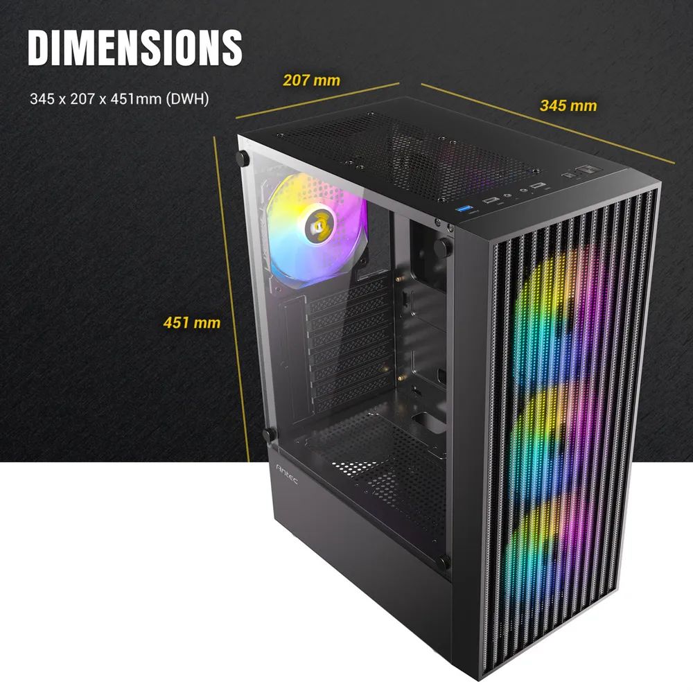 ANTEC AX27 RGB Elite PC Gehäuse Midi Tower Gaming ATX, schwarz