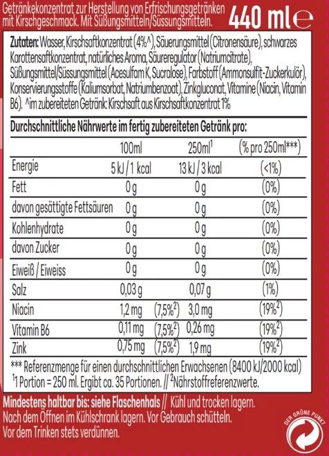 SodaStream drink mix Kirsche Zuckerfrei 440ml