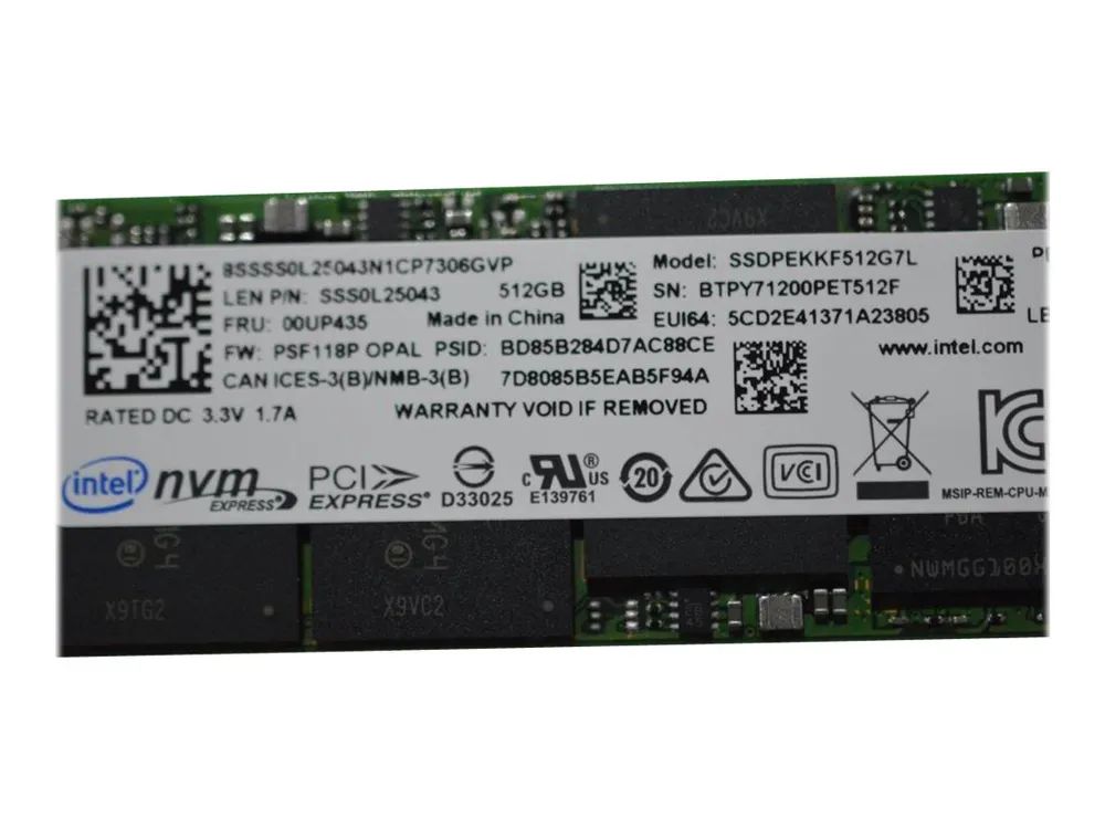 Lenovo Intel SSDPEKKF512G7L - SSD - verschlüsselt - 512 GB - intern - M.2 2280 - PCIe 3.0 x4 (NVMe)