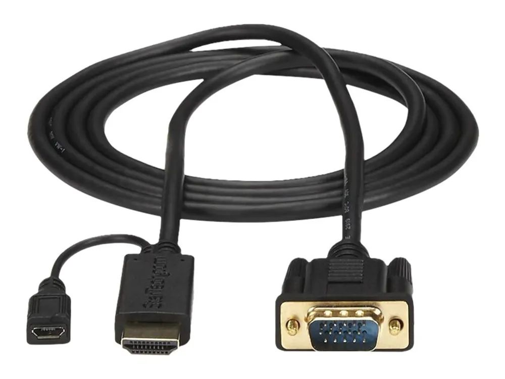 StarTech.com 90cm aktives HDMI auf VGA Konverter Kabel - HDMI zu VGA Adapter 0,9m - Schwarz - 1920x1200 / 1080p - Adapterkabel - HDMI, Mikro-USB Typ B (nur Strom)
