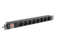 Lanberg PDU-08F-0200-BK - Geändert - 1U - Einphasig - Horizontal - Aluminium - Schwarz