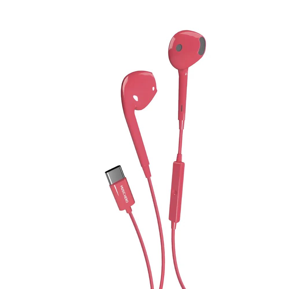 MUSIC HERO TUBB Stereo In-Ear Headset mit USB-C-Kabel rot