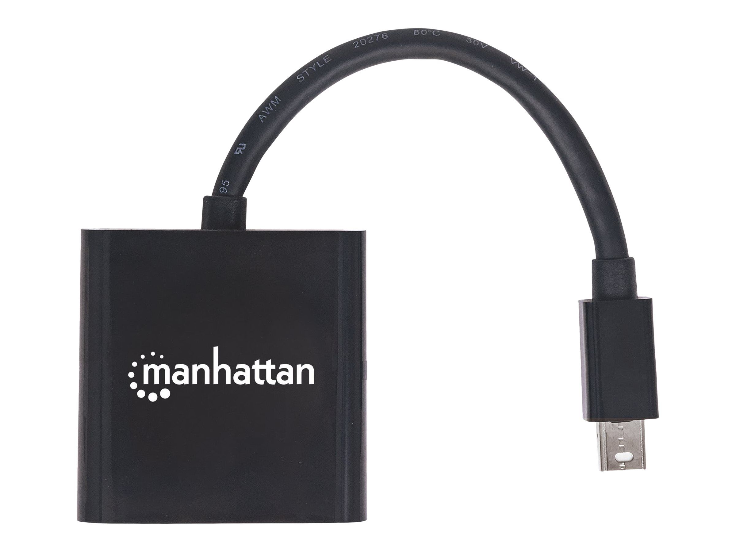 Manhattan Aktiver Mini-DisplayPort auf HDMI-Adapter, Mini-DisplayPort-Stecker auf HDMI-Buchse, 4K@60Hz, schwarz, Polybagverpackung